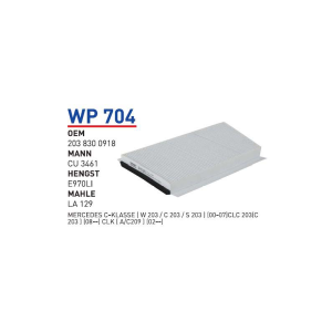 Wp704 Oem 2038300918 Mercedes 203 C CLK Klass Otomobil polen filtre pollen filter