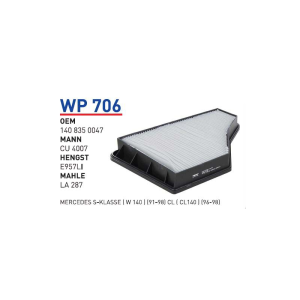 Wp706 Oem 1408350047 Mercedes 140 S klass Otomobil polen filtre pollen filter