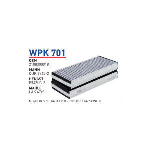 Wpk701 Oem 2108300018 Mercedes 210 E200 E220 Otomobil polen filtre pollen filter