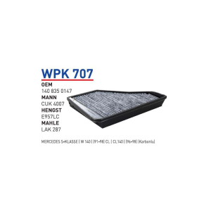 Wpk707 Oem 1408350147 Mercedes 140 S Klass Otomobil polen filtre pollen filter