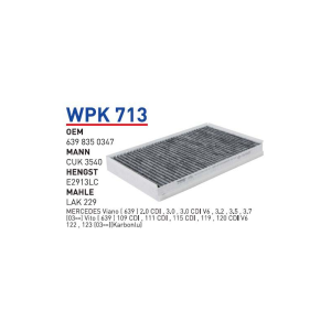 Wpk713 oem 6398350347 Mercedes vito II viano otomobil polen filtre pollen filter