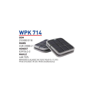 Wpk714 oem 2108300118 Mercedes 210 220 otomobil polen filtre pollen filter