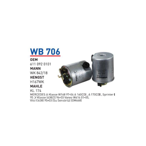 Wb706 oem 6110920101 Mercedes sprinter 413 cdi-vaneo 1.7 cdi a160-cdi 668 otomobil yakit filtre dizel fuel filter diesel
