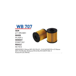 Wb707 oem 6110900051 Mercedes 202 cdi-220 cdi-ml 270 cdi 611-612 otomobil yakıt filtre dizel fuel filter diesel
