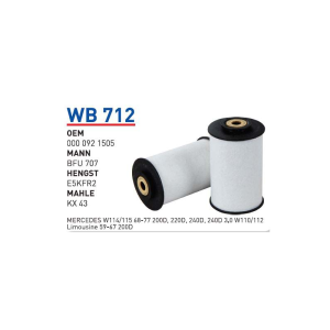 Wb712 oem 0000921505 Mercedes 115-123-124 200d-220d otomobil yakıt filtre dizel fuel filter diesel