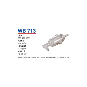 Wb713 oem 0014776301 Mercedes 168 a140-a160-a190 vaneo 1.9 166 plastik otomobil yakıt filtre dizel fuel filter diesel