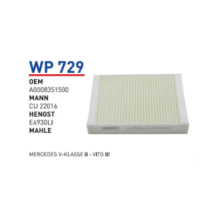 Wp729 oem A0008351500 Mercedes v-klasse II vito III otomobil polen filtre pollen filter