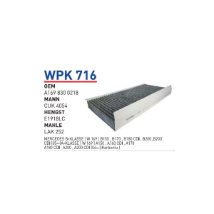 Wpk716 oem A1698300218 Mercedes a klasse (w169) b klasse (w245) otomobil polen filtre pollen filter