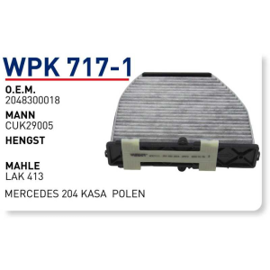 Wpk717-1 oem 2048300018 Mercedes 204 otomobil polen filtre pollen filter