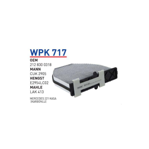 Wpk717 oem 2128300318 Mercedes 221 204 otomobil polen filtre pollen filter