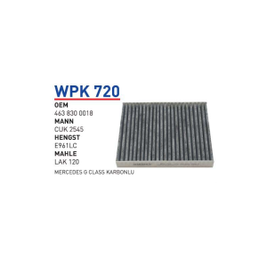 Wpk720 oem 4638300018 Mercedes g klasse (w 461/463) 89 otomobil polen filtre pollen filter