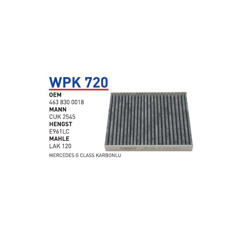 Wpk720 oem 4638300018 Mercedes g klasse (w 461/463) 89 otomobil polen filtre pollen filter