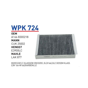 Wpk724 oem A1668300218 Mercedes c klasse (w205/s 205) gl (x166) glc (x 253) m klasse (w164 w 166) otomobil polen filtre pollen filter