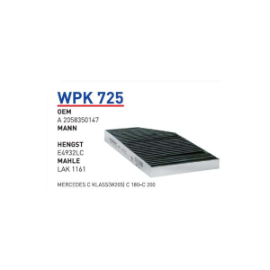 Wpk725 oem A2058350147 Mercedes c klass (w 205) c 180 c 200 otomobil polen filtre pollen filter