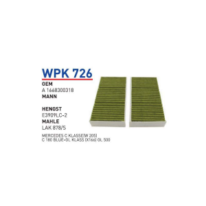 Wpk726 oem A1668300318 Mercedes c klasse otomobil polen filtre pollen filter