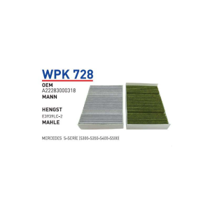 Wpk728 oem A22283000318 Mercedes s-serie otomobil polen filtre pollen filter