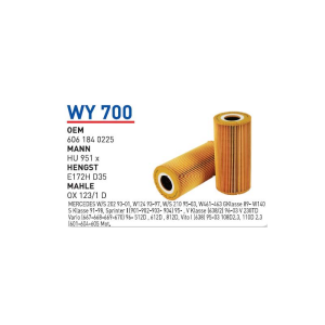 Wy700 oem 6061840225 Mercedes 210 sprinter vito 601-604-605 otomobil yağ filtre oil filter