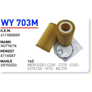 Wy703M oem 6111800009 Mercedes c 220 c 270 e 220 e 270 cdi vito ml 270 otomobil yağ filtre oil filter