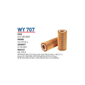 Wy707 oem 6131800009 Mercedes 220 s 320 cdi 210 e320 cdi otomobil yağ filtre oil filter