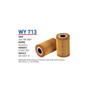 WY713 OEM 1661800009 MERCEDES 168-A140-A160-A190 VANEO 1.9 166 Otomobil yağ filtre oil filter
