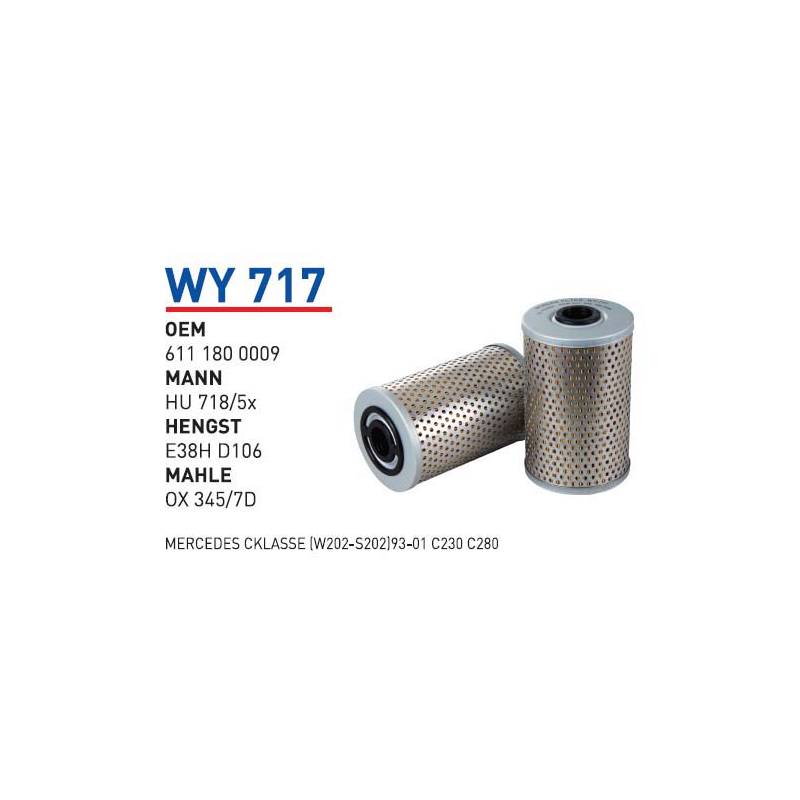 Wy717 oem 6111800009 Mercedes c-klasse (w202-s202)-93-01-c230-c280 otomobil yağ filtre oil filter
