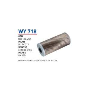 Wy718 oem 0011844225 Mercedes c-klasse (w202-s202) om 366-356 otomobil yağ filtre oil filter