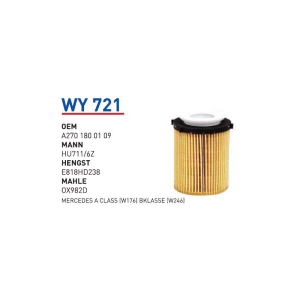 Wy721 oem A2701800109 Mercedes a class (w176) bklasse (w246) otomobil yağ filtre oil filter