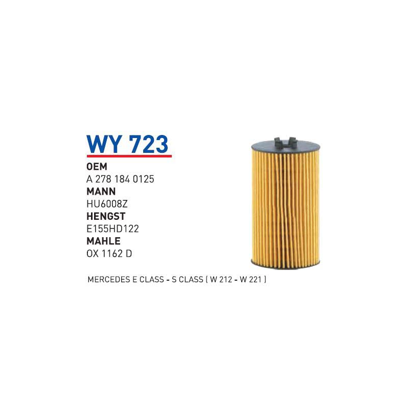 Wy723 oem A2781840125 Mercedes e class-s class (w 212-w 221 ) otomobil yağ filtre oil filter