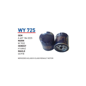 Wy725 oem a6071840225 Mercedes a-klasse b-klasse 160 cdi otomobil yağ filtre oil filter