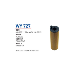 Wy727 oem 6541801100 Mercedes e-serie (w213) e220 d otomobil yağ filtre oil filter