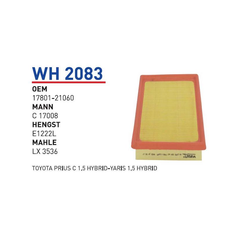 Wh2083 oem 17801-21060 peugeot 108 1.0 vti otomobil hava filtre air filter