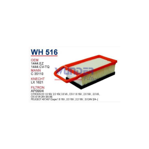 Wh516 oem 1444.EZ 1444.CV-TQ peugeot 407-1.8-2.0 16V ew10j4-12j4 otomobil hava filtre air filter