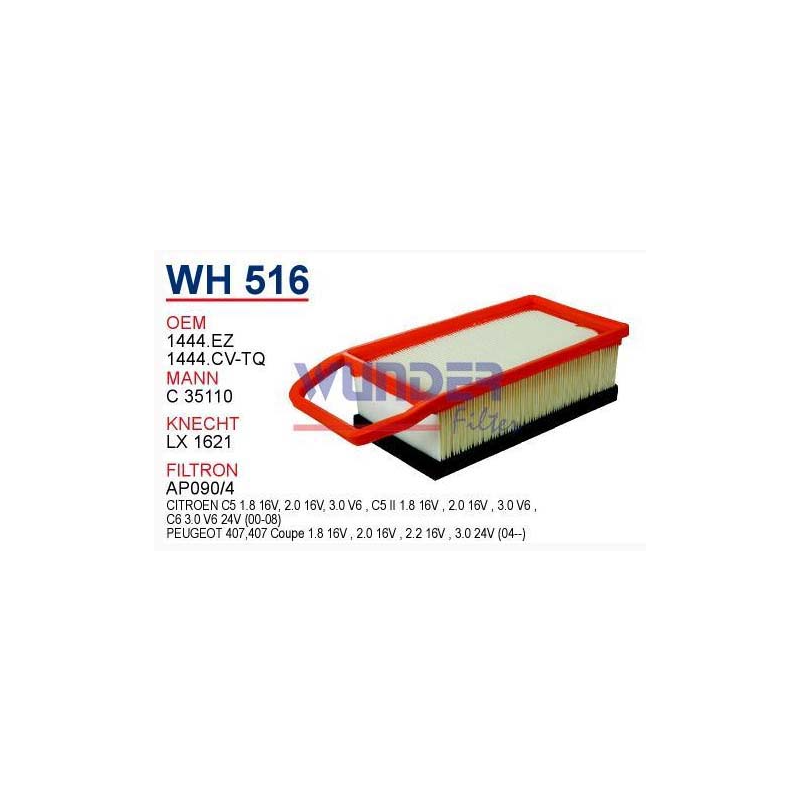 Wh516 oem 1444.EZ 1444.CV-TQ peugeot 407-1.8-2.0 16V ew10j4-12j4 otomobil hava filtre air filter