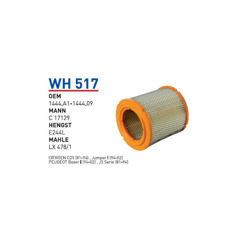 Wh517 oem 1444.A1-1444.09 peugeot boxer otomobil hava filtre air filter
