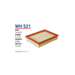 Wh521 oem 1444.G9 peugeot 206 1.4 1.6 otomobil hava filtre air filter