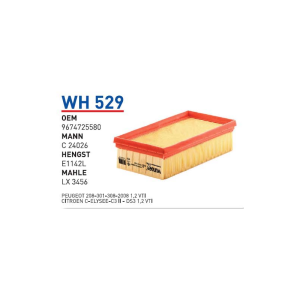 Wh529 oem 9674725580 peugeot 208-301-308-2008 1,2 vti otomobil hava filtre air filter