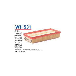 Wh531 oem 1444.XF peugeot 407 coupe 508 2,0 hdi otomobil hava filtre air filter