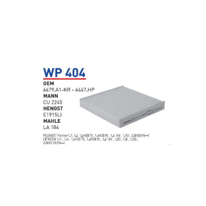 Wp404 oem 6479.A1-KR-6447.HP peugeot partner II 03 otomobil polen filtre pollen filter