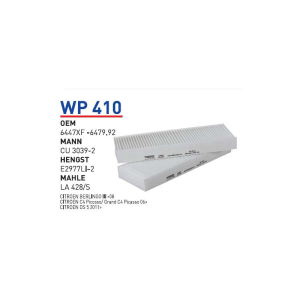 Wp410 oem 6447XF-6479.92 peugeot partner tepee otomobil polen filtre pollen filter