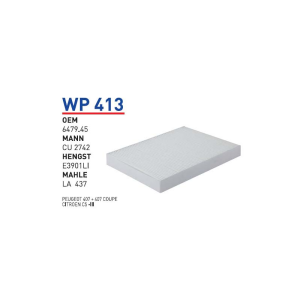Wp413 oem 6479.45 peugeot 407+407 coupe otomobil polen filtre pollen filter