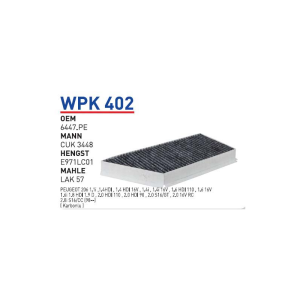 Wpk402 oem 6447.PE peugeot 206 otomobil polen filtre pollen filter