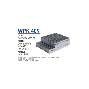 Wpk409 oem 6447.VX-6479.90 peugeot 207 otomobil polen filtre pollen filter