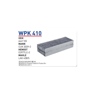Wpk410 oem 6447XG peugeot partner tepee otomobil polen filtre pollen filter