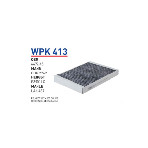 Wpk413 oem 6479.45 peugeot 407+407 coupe otomobil polen filtre pollen filter