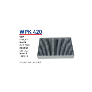 Wpk420 oem 6479.K9 peugeot 508 1,6-2,0 hdi otomobil polen filtre pollen filter