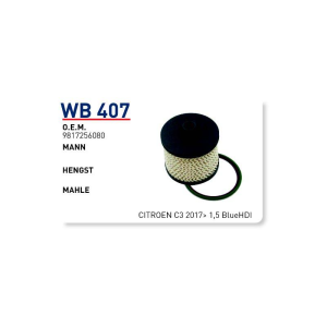 Wb407 oem 9817256080 peugeot citroen C3 2017 1,5 blue hdi otomobil yakıt filtre dizel fuel filter diesel