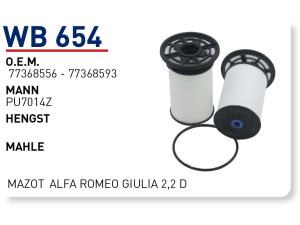 Wb654 oem 77368556 peugeot boxer otomobil yakıt filtre dizel fuel filter diesel