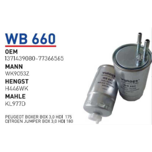 Wb660 oem1371439080 oem 77366565 peugeot boxer box 3,0 hdi 175 otomobil yakıt filtre dizel fuel filter diesel