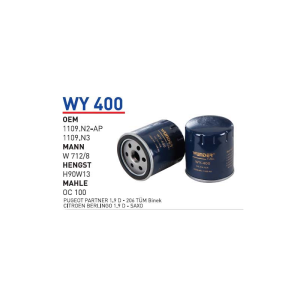 Wy400 oem 1109.N2-AP1109.N3 pugeot partner 1.9 d 206 otomobil yağ filtre oil filter
