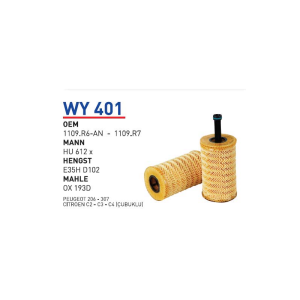 Wy401 oem 1109.R6-AN 1109.R7 peugeot 206-307 otomobil yağ filtre oil filter
